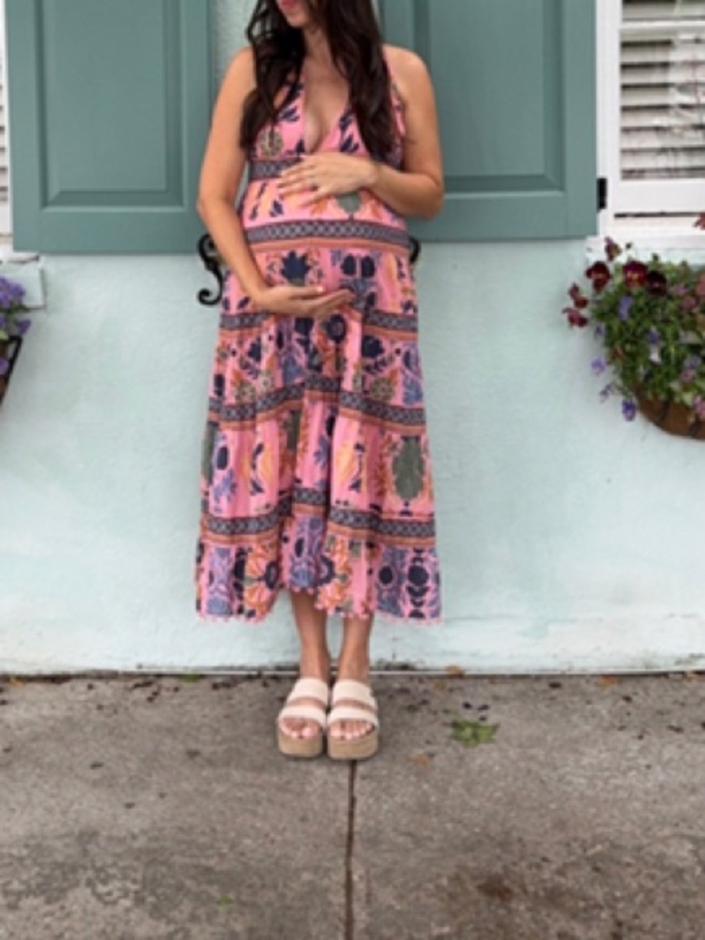 Farm Rio Pink Seashell Tapestry Midi Size Large Retails $275 - Picture 4 of 11